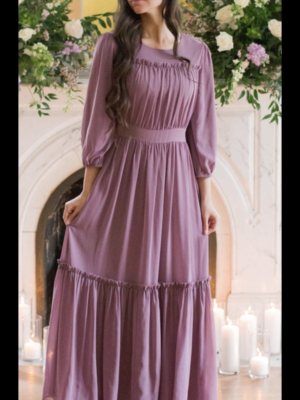 Dainty Jewell's Dark Lavender Purple Honeysuckle Ruffled Loosefit Dress Size XXL